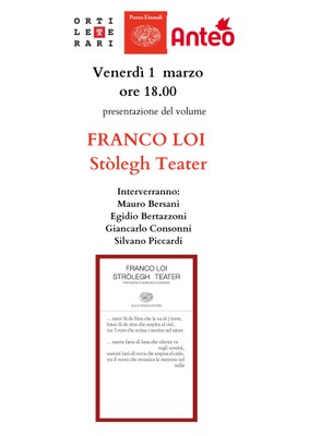 Presentazione del volume FRANCO LOI - STROLEGH TEATER 